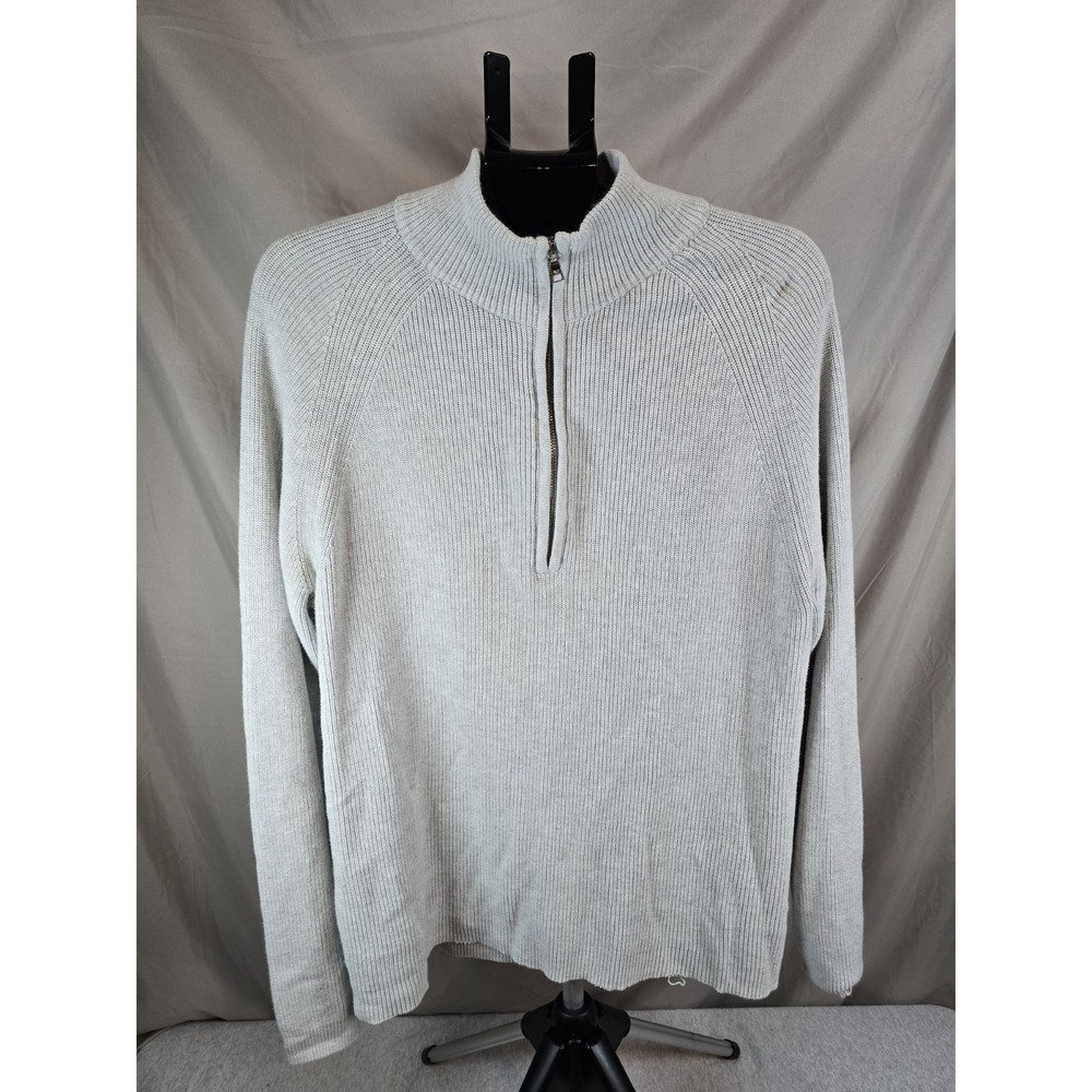 Calvin Klein Mens Ivory Marl 100% Cotton Quarter Zip Sweater Extra Large XL